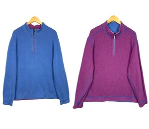 Tommy Bahama Men’s Reversible Sweatshirt XL Blue Purple 1/4 Zip Pullover LS - Picture 1 of 11