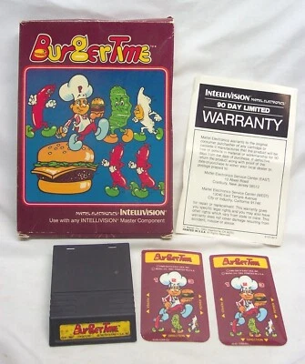 Vintage BURGERTIME INTELLIVISION Video Game Cart Cartridge with box Inlays 1983 - Image 1 of 4