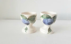 Frühe Emma Bridgewater handbemalte lila Pflaume Eierbecher x 2 selten und 1. Qualität - Bild 1 von 12