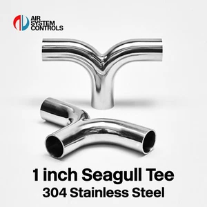 1 inch Seagull Tee - Stainless Steel Swept Bend Exhaust Pipe Manifold - Picture 1 of 10