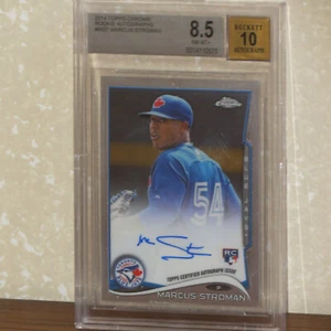 2014 Topps Chrome Rookie Autographs Marcus Stroman Card BGS 8.5 Auto 10. - Picture 1 of 3
