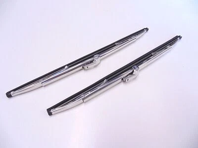 12" Polished Stainless Steel Front Windshield Wiper Blades Pair - New - Imagen 1 de 3