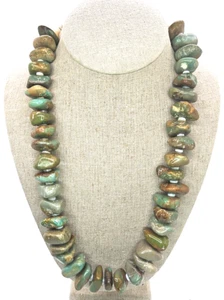 Genuine Huge Chunky Green Kingman Arizona Turquoise Gemstone Necklace - Picture 1 of 5