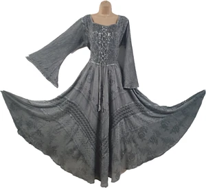 Maxi Dress Long Sleeve Autumn/Winter Formal Rayon Satin GREY 12 14 16 18 20 22 - Picture 1 of 17