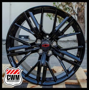 20x10 20x11 5x120 Gloss Black Staggered Wheels Fits chevy camaro RS SS Z28 ZL1 - Picture 1 of 9