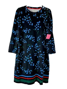Kate Spade Women's Floral Sea Breeze Tee Shirt Dress Black Blue Size Large - Picture 1 of 10
