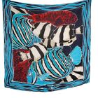 Express Scarf Shawl Turquoise Blue Tropical Fish Print 30 Inch Square