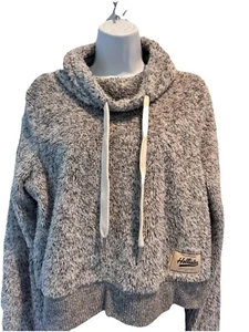 HOLLISTER Fuzzy Cropped Pullover JuniorCowl Neck Sweatershirt SZ M Gray NWOT NEW - Picture 1 of 7