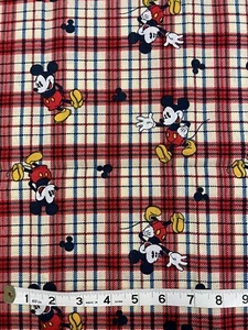 MICKEY MOUSE PLAID 100% COTTON FABRIC 1 YARD - Picture 1 of 1