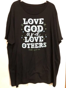 “Love God & Love Others” Matt. 22:37-40 Christian Jesus T-Shirt Size 3XL Black - Picture 1 of 5