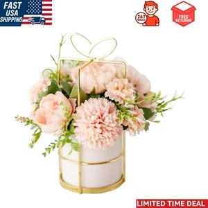 Chic Pink & Gold Artificial Floral Arrangement - Ideal for Home or Wedding Decor - Picture 1 of 8