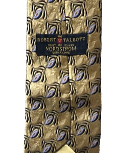 Robert Talbott Mens Best of Class Nordstrom Tie Extra Long Gold Black 66L 4W - Picture 1 of 8