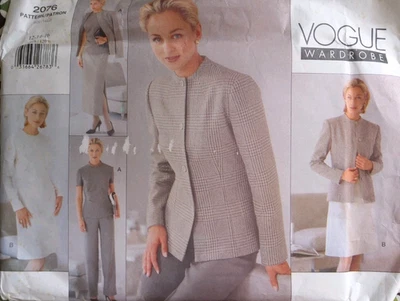 Vogue Patterns Wardrobe Dress Jacket Skirt Top Trousers 2076 12-14-16 (Uncut) - Image 1 of 4