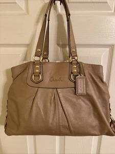 COACH F15513 Ashley Leather Carryall shoulder bag tan champagne metallic - Picture 1 of 4