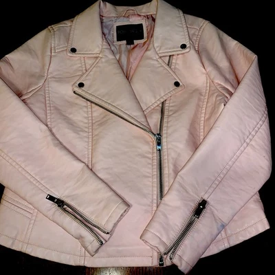Chaqueta de imitación de cuero rosa talla X grande Foto 1 de 4