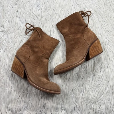 Botas femininas Kork-Ease 6.5 marrom camurça bronzeada Cherna panturrilha boho salto bloco ocidental - Imagem 1 de 4