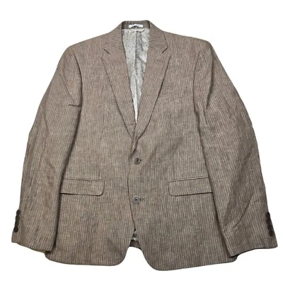 Abrigo deportivo de lino Bar III para hombre 40S 40 marrón tostado a rayas $360 Foto 1 de 4