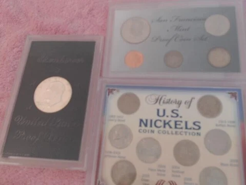 Estate sale 1971 proof Dollar, San Francisco proof coin set & History of Nickels Cover