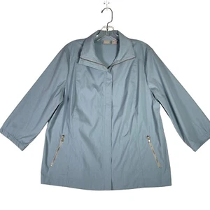 Chico's Zenergy Allzweckjacke mit Reißverschluss Größe 2/L blau 3/4-Ärmel Reißverschlusstaschen - Bild 1 von 12