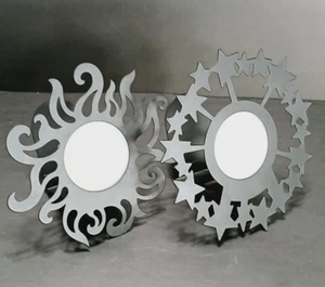 Partylite Sun and Moon Wall Tea Light Candle Sconces = Metal with glass Fronts - Picture 1 of 18