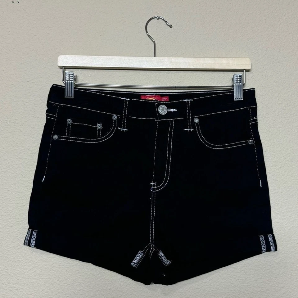 Dickies Pantalones Cortos Mujer 28 Mezcla Algodón Cintura Alta Elástico Denim Mini Negro Foto 1 de 4