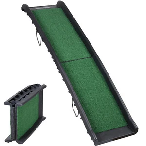 61'' Folding Pet Ramp with Poly Grass Lightweight Dog Ramp for SUV, Cars & Truck - Picture 1 of 17