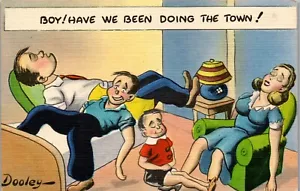 Postal de cómic vintage Boy Have We Been Doing the Town artista firmada por Dooley - Imagen 1 de 3