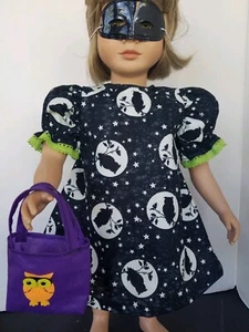 Handmade! Glow in the Dark HALLOWEEN OWL DRESS + Bag + Mask fits 23" My Twinn - Picture 1 of 3