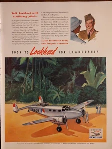 1941 Vintage Lockheed Aircraft Corporation print ad.  Lockheed for leadership  - Imagen 1 de 1