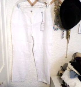 Gerry Weber Womens Size 12 R Vicky Feminine Fit White Linen Pants NWT - Picture 1 of 7