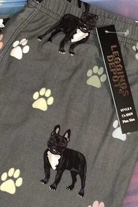 Neu mit Etikett Französische Bulldogge Hund Pfotenabdrücke Capri Leggings 6 8 10 12 * Gleiches Gefühl wie LLR - Bild 1 von 3
