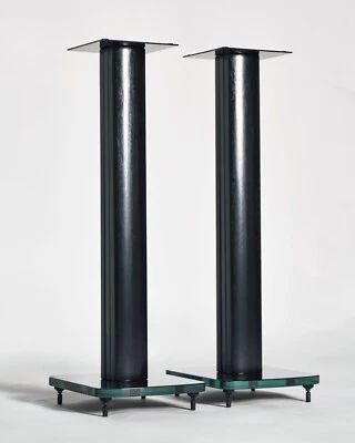 Suporte de Alto-falante TransDeco 30 Polegadas Vidro/Madeira Maciça/Aço - Preto NOVO - Imagem 1 de 4