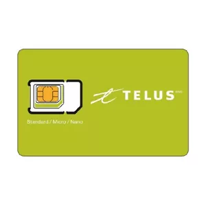 Prepaid Telus Mobile CANADA 4G LTE Multi Sim Card - Nano Micro Standard 3 in 1 - Foto 1 di 1