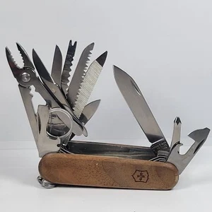 VICTORINOX SWISS ARMY KNIFE SWISSCHAMP 91MM MULTI TOOL WOOD SCALES - Picture 1 of 9