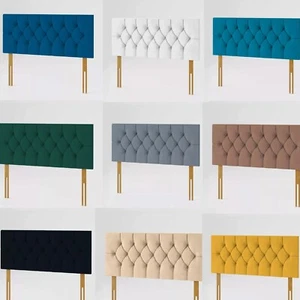 Headboard Plush Velvet Chesterfield Bedroom furniture - 3ft, 4ft, 4ft6, 5ft, 6ft - Picture 1 of 24