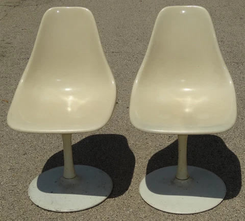 PAIR Molded Fiberglass Saarinen Style Swivel Tulip Chairs Cover
