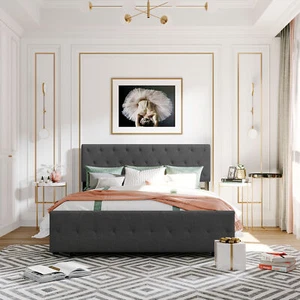 Twin/Full/Queen Size Storage Bed Metal Platform Bed w/a Big Drawer For Bedroom - Picture 1 of 49