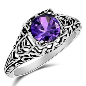 2CT Natural Alexandrite 925 Sterling Silver Edwardian Style Ring Sz 6 XB3 - Picture 1 of 4