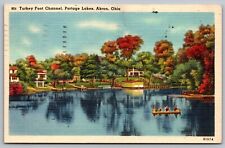 Turkey Foot Channel Portage Lakes Akron Ohio Lakefront Boat Reflection Postcard