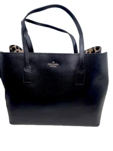 KATE SPADE MYA LARGE REVERSIBLE TOTE BLACK & LEOPARD LEATHER $359 RETAIL - Picture 1 of 9