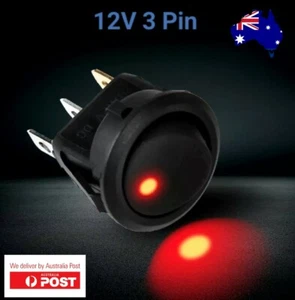 3 Pin RED Led Dot Light 12V  20A Car Auto Boat Round Rocker ON/OFF Toggle Switch - Picture 1 of 8