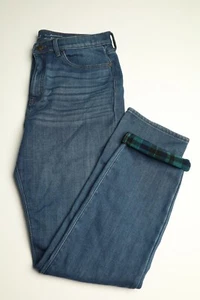 Eddie Bauer Womens Jeans Fleece Lined Boyfriend Fit Relaxed Tapered 16 TALL NWT - Picture 1 of 12