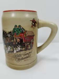 1987 Anheuser-Busch Budweiser Stein mundialmente famoso Clydesdales CS74 1o de serie - Imagen 1 de 9