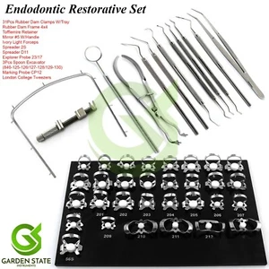 Starter Rubber Dam Restorative Kit Dental Clamps Tray Endodontic Instruments - Picture 1 of 14