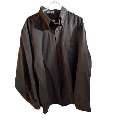 Geoffery Beene Shirt Mens XL 17-17.5 17 1/2 Long SLeeves Brown Hounds Tooth  - Image 1 of 3