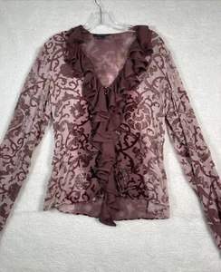 Roberto Cavalli Blusa Donna Rosa Increspata, Taglia S, Made In Italy - Foto 1 di 8