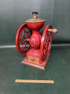 Antique 19th Century National Specialty Cast Iron Coffee Grinder ~Double Wheel - Picture 1 of 14