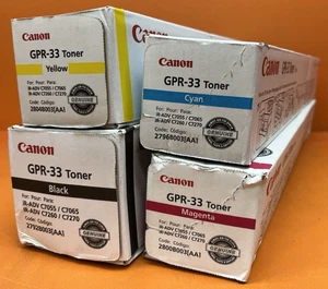 New Set of 4 Genuine OEM Canon GPR-33 BMCY Toner IR ADV C7055 C7065 C7260 C7270 - Picture 1 of 7
