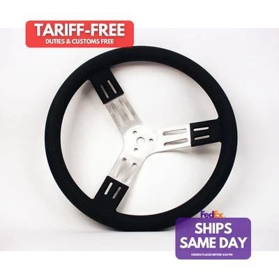 Longacre 52-56801, un volante de 15 pulgadas negro aluminio agarre suave pieza de rendimiento Foto 1 de 4