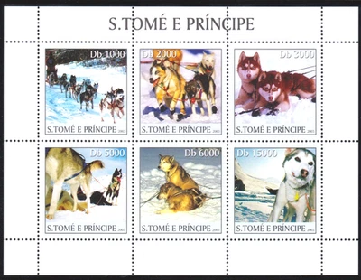 St. Thomas and Prince Islands 2003 Sled Dogs Sheet of 6 #1524- MNH - Image 1 of 2